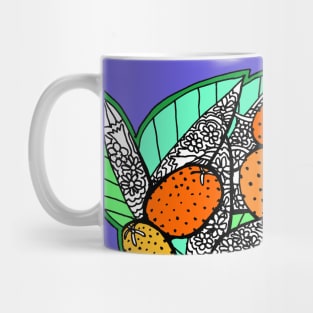 Orange Kumquat Fruits with Leaves and Flowers Mug